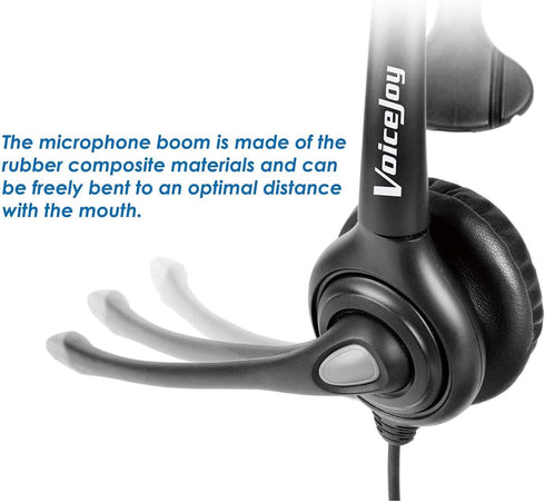 VoiceJoy Monaural Headset with Noise Cancelling Microphone with QD (Quick Disconnect),Compatible and Plantronics QD Quick Disconnect Connector...