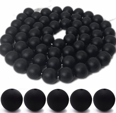 60pcs Silicone Beads, 15mm Silicone Beads Bulk Round Rubber Beads for Keychain Making Kit Silicone Focal Beads Loose Beads for Necklace Bracelet L...