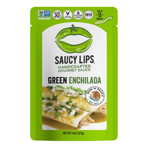 Saucy Lips Green Enchilada Sauce - Tangy Tomatillo Mexican Blend, Handcrafted Salsa Verde, Versatile Cooking Sauce, 8oz...