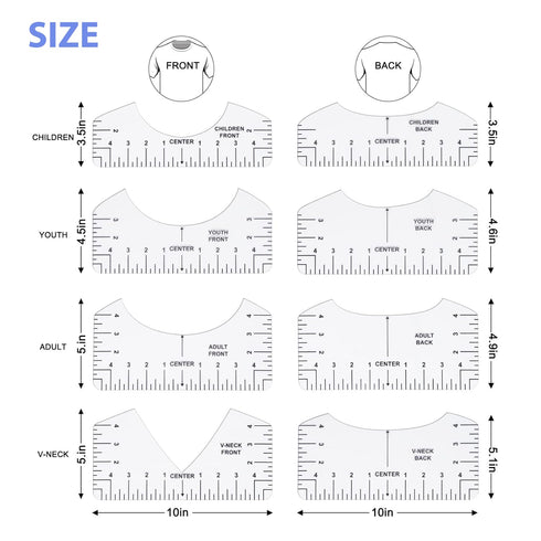 9pcs Tshirt Ruler Guide for Vinyl Alignment, T Shirt Rulers to Center Designs, PVC Measurement Template, Sewing Supplies Accessories Tools for Cri...