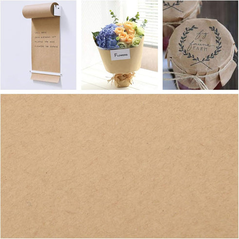 12 inch Kraft Paper Roll Recycled Natural Craft Paper Rolls Brown Wrapping Paper for Gift Wrapping, Packing, Shipping, Table Runner, Floor Coverin...