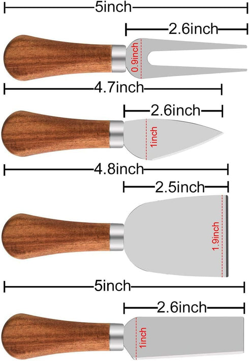 Cheese Knives Set with Wooden Handle,Mini Serving Tongs Spoons Forks Toothpick Flags for Party Christmas...