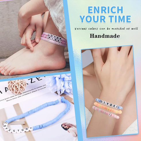 DIYDEC 3860pcs Clay Beads Bracelet Making Kit 8 Pastel Colors Polymer Heishi Beads for Girls Adult Gift Flat Beads Letter Beads and pearl for DIY ...