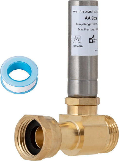 SUNGATOR Washer Water Hammer Arrestor, 3/4" GHT Male x 3/4" GHT Female for Washing Machine, Laundry Pipe, Stainless Steel Hammer Arrestor, Reduce ...