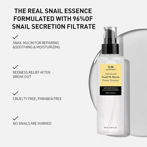 Snail Mucin 96% Power Repairing Essence 100ml/3.38 fl.oz, Hydrating Serum for Face with Snail Secretion Filtrate for Dull Skin & Fine Lines(1PCS)...