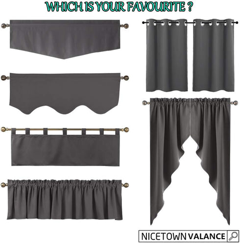 NICETOWN Blackout Curtain Valance Tier - Small 52 inches by 18 inches Scalloped Rod Pocket Window Curtain Valance for Cafe/Boys Bedroom/Bathroom/B...