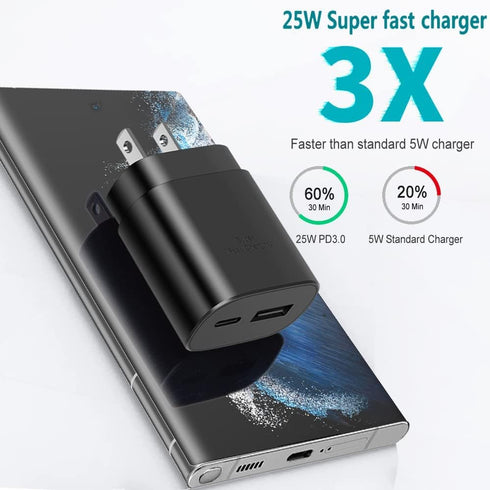 USB C Fast Charger, 25W Samsung Charger Fast Charging, Dual Port C Charger with 6FT Cable for Samsung Galaxy S23,S22, S22 Plus, S20/S21 Ultra Plus...