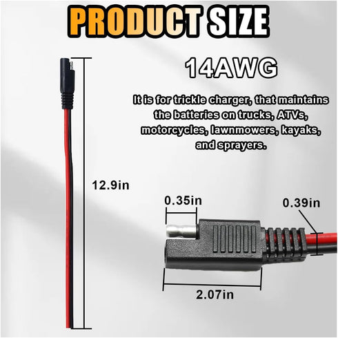 5PCS 2 Pin Quick Disconnect Polarized Wire Harness, 14 Gauge SAE Connector Bullet Lead Cable, Automotive Heavy Duty Extension Cable for Car Motorc...