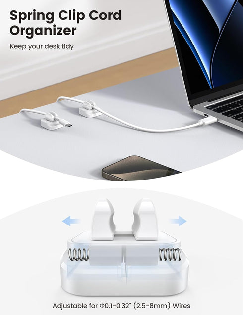 5Pack Cable Spring Holder Clips, Cord Organizer for Desk - Lamicall Adjustable Cord Clip, Wire Holder Organizer, Phone USB Charger Cable Holder, W...