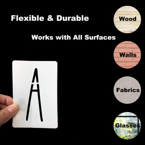 3 Inch Alphabet Letter Stencils for Painting - 70 Pack Letter and Number Stencil Templates with Signs for Painting on Wood, Reusable Skinny Letter...
