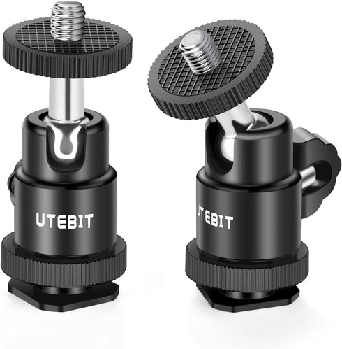 12MM Tripod Ball Head, UTEBIT 360° Rotatable Metal Mini Ball Head with 1/4" hot Shoe, BallHeads Camera Mount Adapter for Sport Camera, Pocket Ligh...