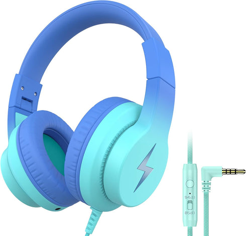 Kids Headphones, Wired Headphones for Kids with Microphone, 85/94dB Volume Limiter Headphones for Girls Boys with Sharing Jack, Foldable Headphone...