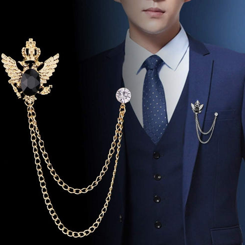 3PCS Men's Brooch Suit Pin Badge with Chains Brooch Buckle Chain Collar Lapel Pin for Men Shirt Collar Pin Chain Brooch Decoration Metal Brooch Pi...