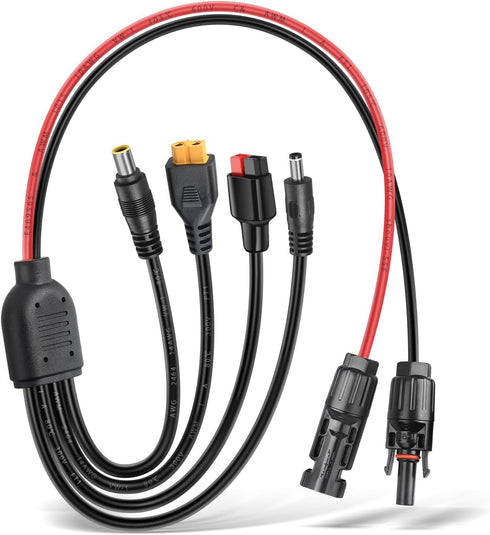 4-in-1 Solar Panel Adapter Connectors to Anderson XT60 DC 5.5x2.1mm DC 7.9x0.9mm Connector Solar Splitter Parallel Adapter Cable for Solar Portabl...