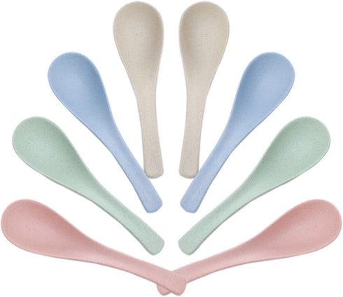 8 Pcs Plastic Spoon Dinner Spoons, Lnrkai Portable Reusable Soup Spoon Reusable Multicolor Lightweight Durable Spoon Dishwasher & Microwave Safe f...