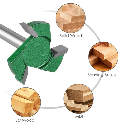 CNC Spoilboard Surfacing Router bit, 1/4'' Shank, 1-1/4'' Cut Dia, 1/4'' Cut Length, 3 Wings, Professional Woodworking Tools by KOWOOD PRO...