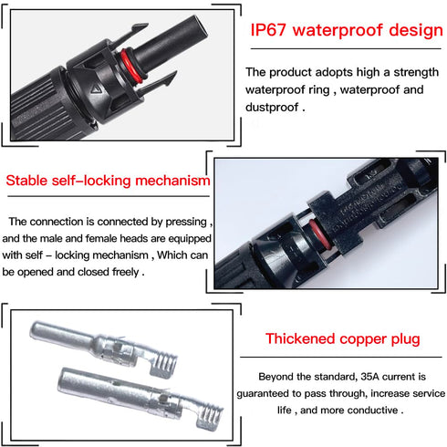 10 Pair Solar Connectors with 2 Spanners ,1000V 30A Male/Female IP67 Waterproof Solar Panel Plug...