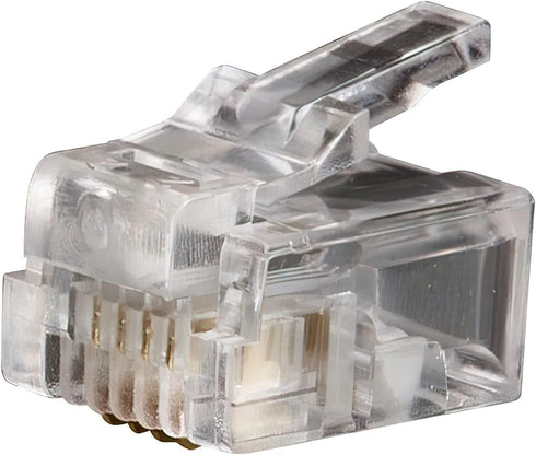 Klein Tools VDV826-601 6p4c Plugs, RJ11 Modular Telephone Connector with 3-pronged Contacts, for Solid or Stranded Conductors...