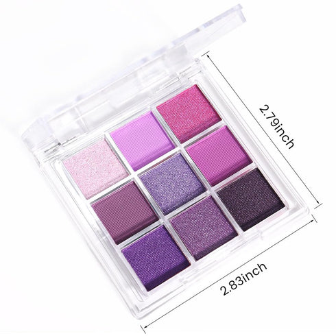 evpct 9 Colors Purple Pink Lavender Glitter Shimmer Matte Eye Shadow Palette Makeup Highly Pigmented Waterproof Violet Mauve Dark Purple Silver Pe...