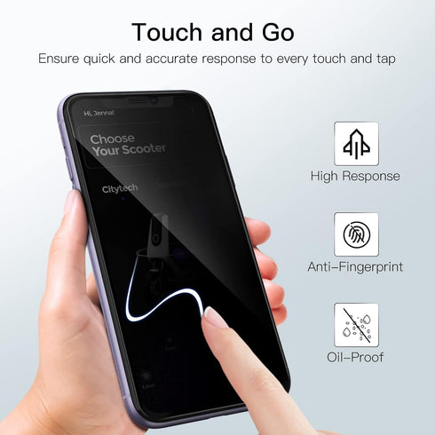 JETech Privacy Full Coverage Screen Protector for iPhone 11/XR 6.1-Inch, Anti-Spy Tempered Glass Film, Edge to Edge Protection Case-Friendly, 2-Pa...