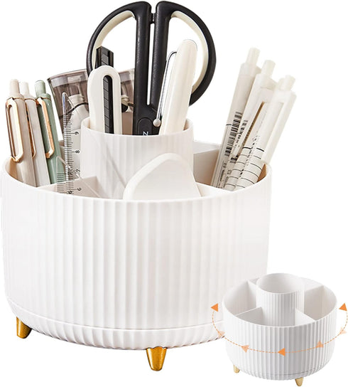 Pen Pencil Holder for Desk, 5 Slots 360° Degree Desk Decor Organizer Desktop Storage Pen Organizers Stationery Supplies Cute Pencil Cup Pot for Of...