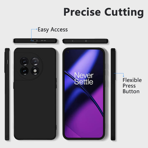 Phone Case for OnePlus 11(2023), Slim Silicone Mobile Cover Waterproof with Full Camera Protection - Black...