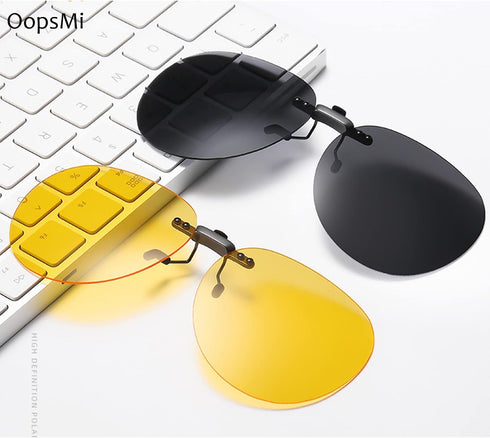 Clip On Sunglasses Polarized Over Prescription Glasses Unisex Rimless Non-Flip Up...