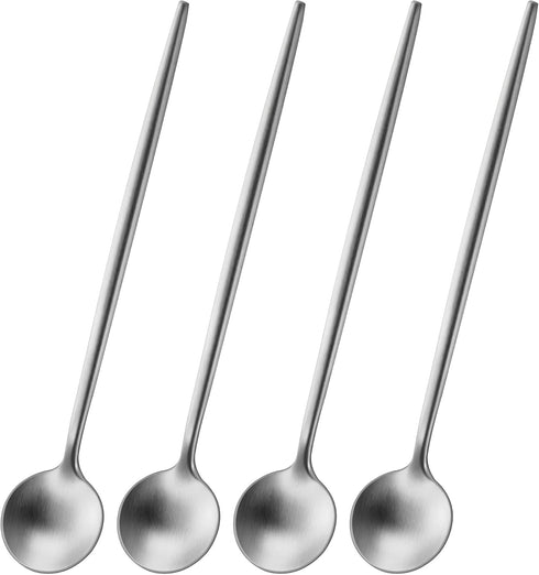 4 PCs 6.7 Inches Stainless Steel 18/10 Coffee Spoons,Matte Finish SS 304 Long Handle Coffee Stirring Spoon,Iced Tea Spoon,Espresso Mixing Spoons,C...