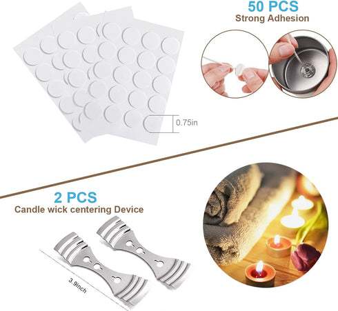 DINGPAI Candle Making Kit, DIY Candles Craft Tools,1pc Candle Make Pouring Pot,50pcs Candle Wicks, 50pcs Candle Wicks Sticker and 2pcs 3-Hole Cand...