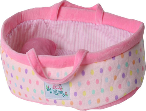 Pastel Polka Dot Baby Doll Bed 15" | Baby Doll Bassinets, Play Baby Doll Carrier, Doll Baby Carriers, Baby Doll Carrier Bed, Dolls Bassinets, Bass...