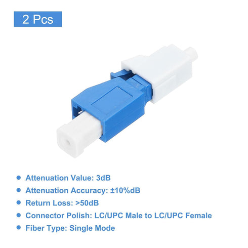 MECCANIXITY 3dB LC Fiber Attenuator, LC/UPC SM Single Mode Fixed Fiber Optic Attenuator Male to Female for Fiber Optic Transmission Pack of 2...