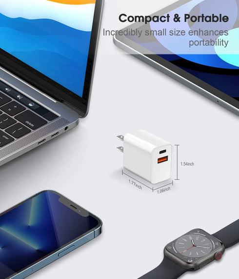 UDATON USB C Charger, Apple Watch Charger, PD Dual Port Type C Power Adapter Block Cube Compatible for New Apple Watch Series 9 8, iPhone 15/15 Pr...