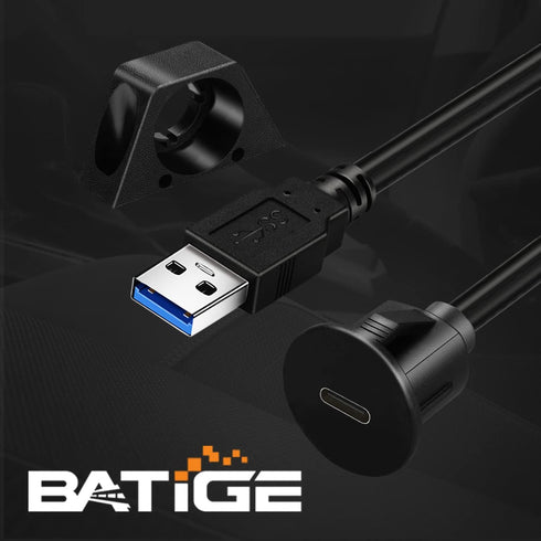 BATIGE Small USB 3.0 Male to Type C 3.0 Female Car Flush Mount Cable USB C 3.0 Panel Mount Extension Cable for Car Truck Boat Motorcycle Dashboard...