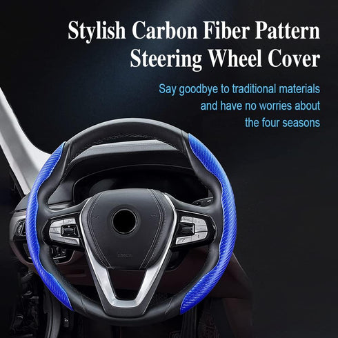 Steering Wheel Cover, Car Carbon Fiber Anti-Skid Steering Wheel Cover, Segmented Steering Wheel Protector Car Interior Accessories Suitable for Mo...