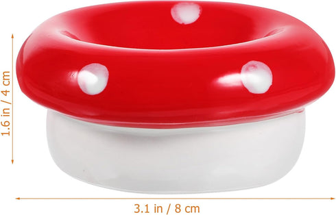 Ipetboom Ceramic Bowl Mushroom Kitten Food Bowl Guinea Pig Bowl Ceramics Water Bowl Feeding Tray Porcelain Nest for Rabbit Guinea Pig Hedgehog Squ...