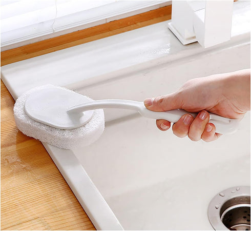 Sponge Wipe with Handle, 2 in 1 Brush Bathroom Wall Cleaning Brush, Bathtub Sponge Brush, Floor Tile Brush, Kitchen Brush,Bathtub Scrubber...