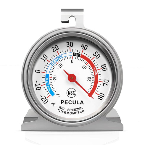 PECULA Refrigerator Thermometer Large Dial, Freezer Thermometer -30-30 Deg ?/-20-80 Deg ?, Fridge Thermometer by Stainless Steel, Thermometer for ...