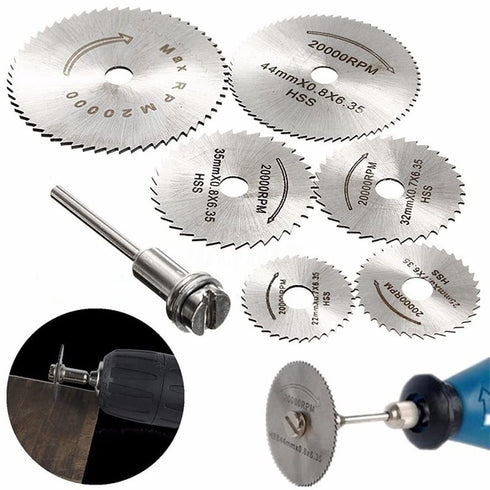 6pc HSS Saw Blades with 1pc 1/8" Shank Extension Rod, Cutting Wheel Set for Rotary Tools...