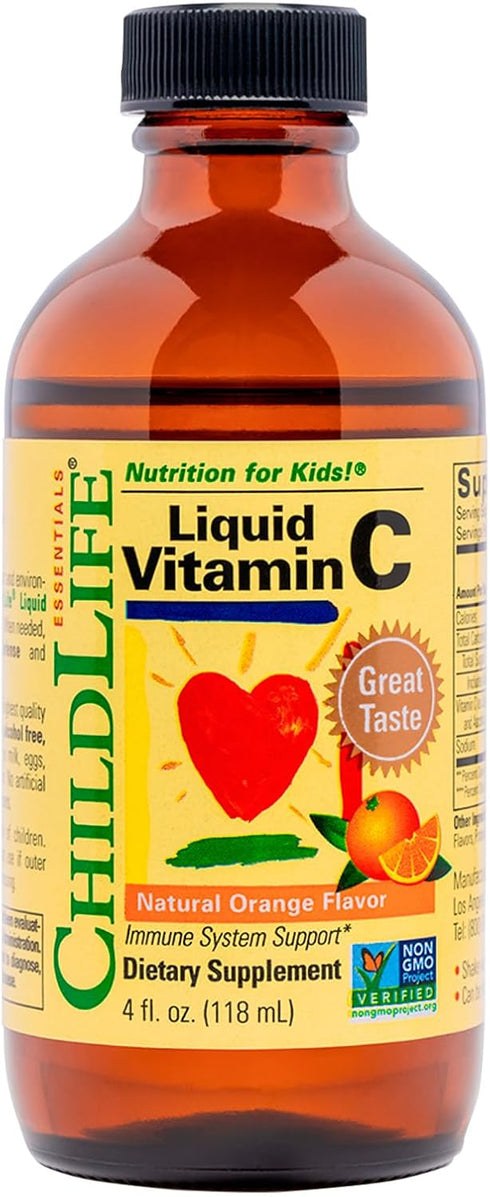 CHILDLIFE ESSENTIALS Liquid Vitamin C - Immune Support, Vitamin C Liquid, All-Natural, Gluten-Free, Allergen Free, Non-GMO, High in Antioxidants -...