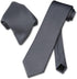 Vesuvio Napoli Solid CHARCOAL GREY Color NeckTie Handkerchief Men's Neck Tie Set, Charcoal Gray Grey, One Size...