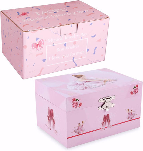Musical Jewelry Box with Spinning Figurines Music Box Jewel Storage Case Best Gift Toys for Girls (Light Pink Ballerina)...