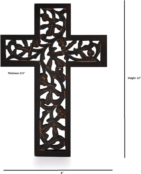 Nirvana Class Wooden Wall Hanging Cross Handmade Antique Design Religious Home Living Room Décor Accessory...
