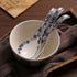 6.75-inch Navy Blue Floral Soup Spoon Set of 4, Porcelain...