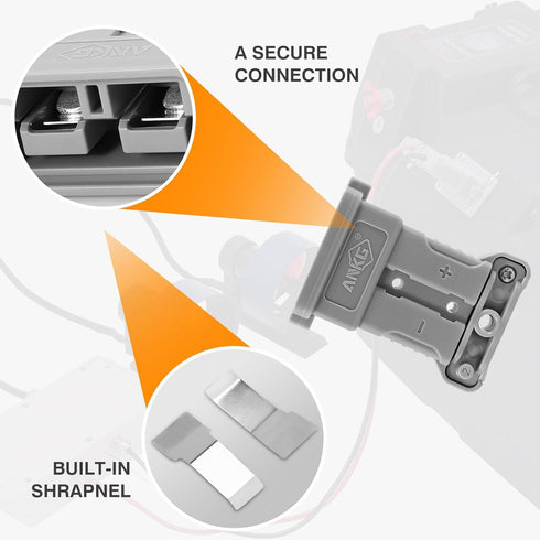 Ip68 Waterproof 50 amps 6-8 Gauge Battery Quick Connect/Disconnect, Jumper Cable Plug Connector Kit for Recovery Winch, Boat, Towing Systems(Grey)...