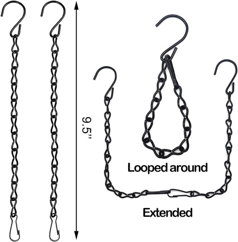 2pcs 9.5 Inch Black Hanging Chain for Bird Feeders, Planters, Lanterns, Lanterns, Suet Baskets, Wind Chimes, Chains Signs and Ornaments...