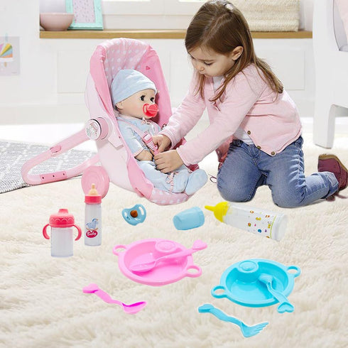 Baby Doll Accessories Magic Bottle set Magic Disappearing Milk Juice Bottles Sippy Cups with Pacifiers Bowl Spoons, Doll Bottle Toys Feeding Prete...