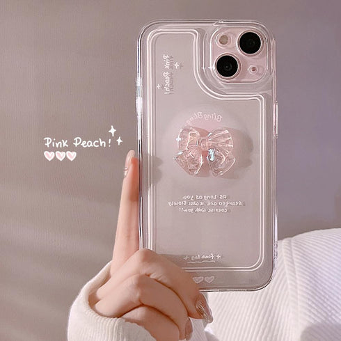 Ownest Compatible for iPhone 13 Cute 3D Pink Bowknot Slim Clear Aesthetic Design Women Teen Girls Camera Lens Protection Phone Cases Cover......