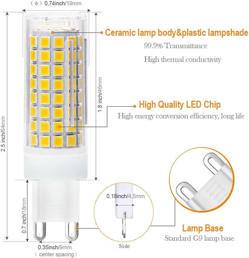 G9 Led Bulb, 8W G9 Led Bulb Dimmable, Bi Pin Base(Led Bulb G9 Base), Warm White 3000k, 100W Equivalent Crystal Chandelier, G9 Led Light Fixture Us...