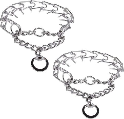 Darkyazi Durable Pinch Collar Stainless Steel Dog Adjustable Pet Training Collar for Medium Large Dogs (Small (2 Pack), Silver)...