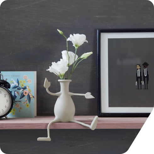 Florino – Friendly Flower Vase Modern Home Décor Vase for Flowers Unique Gifts by Peleg Design (Stone)...